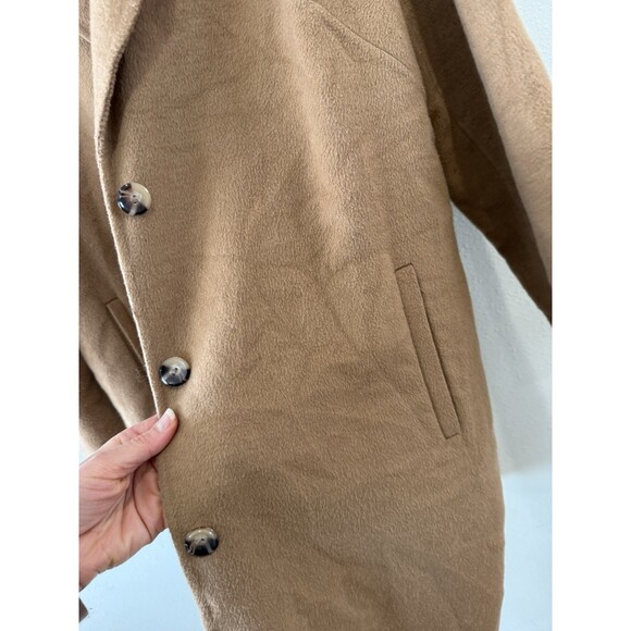 J Jill Womens Brown Beige Fitted Knee Length Coat Chic Button Front Fall Large L - Picture 6 of 6